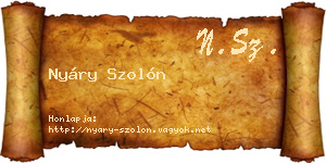 Nyáry Szolón névjegykártya